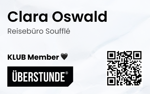 Namensschild-Vorlage: Clara Oswald, Reisebüro Soufflé